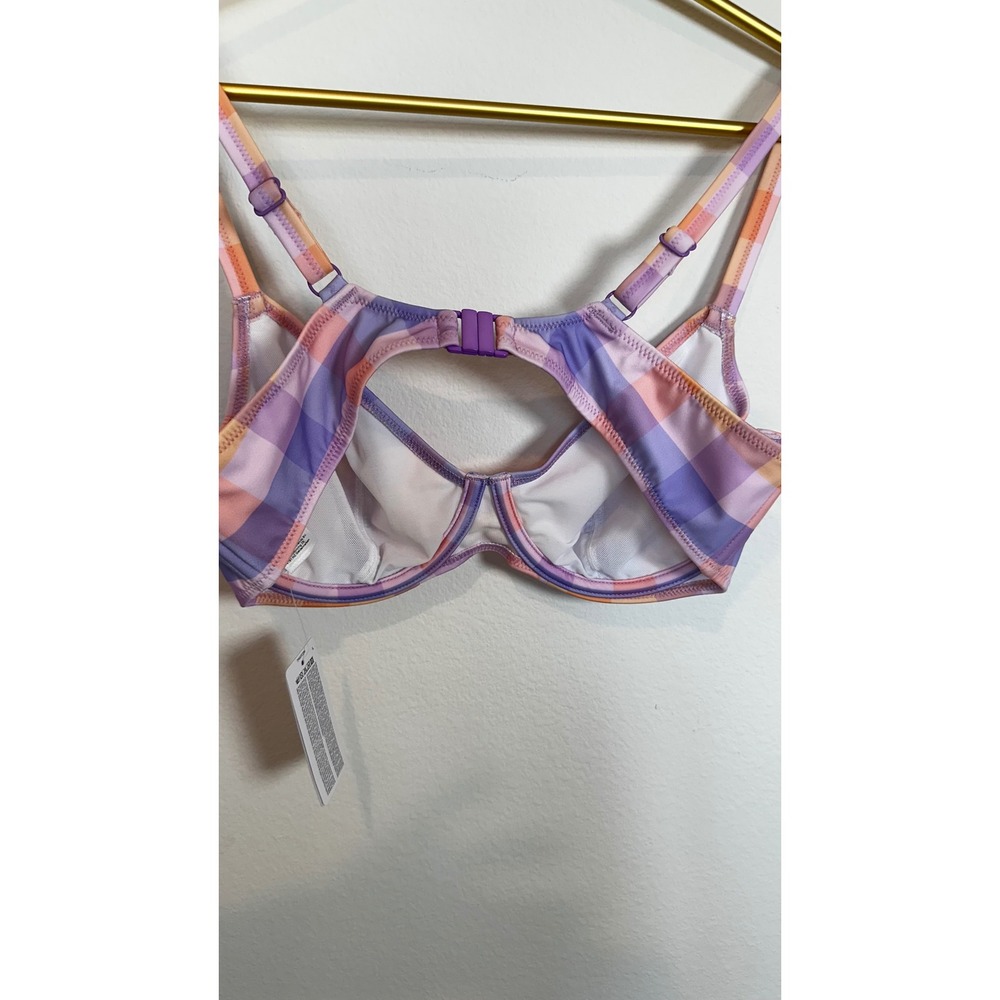 NWT Freya Women's Harbour Island Underwire Plunge Top Bikini 36D Gingham - Picture 4 of 6